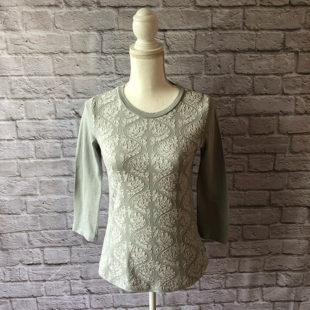 SALE!! J. Crew Embroidered 3/4 Tee